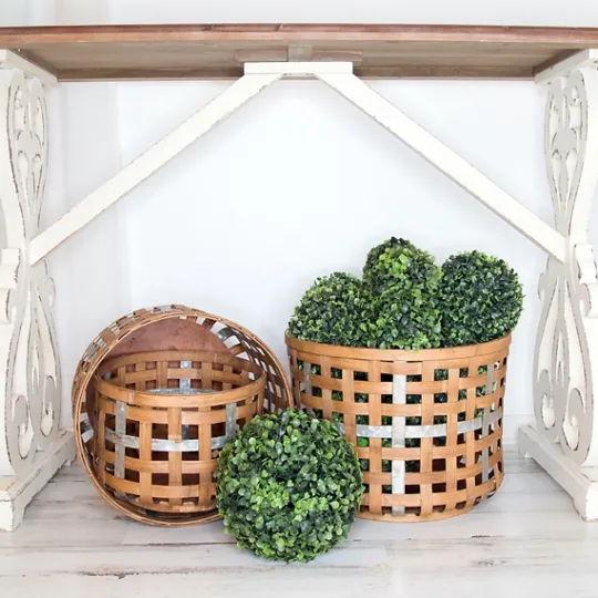 Kirkland's Home Galvanized Woven Wicker Baskets, Set Of 3- Baskets & Boxes