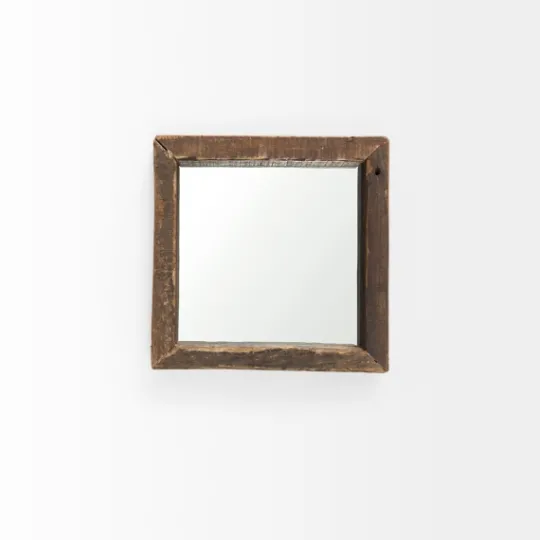 Kirkland's Home Garcelle Raw Wood Square Wall Mirror- Decorative Mirrors
