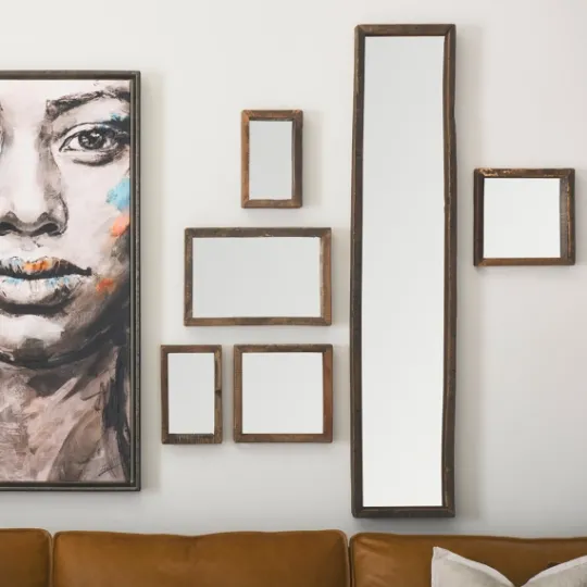 Kirkland's Home Garcelle Raw Wood Square Wall Mirror- Decorative Mirrors