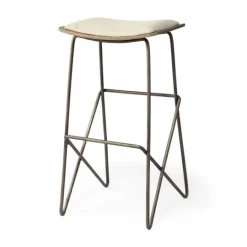 Kirkland's Home Geometric Base And Saddle Seat Bar Stool- Bar Stools & Counter Height Stools
