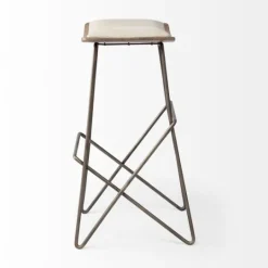 Kirkland's Home Geometric Base And Saddle Seat Bar Stool- Bar Stools & Counter Height Stools
