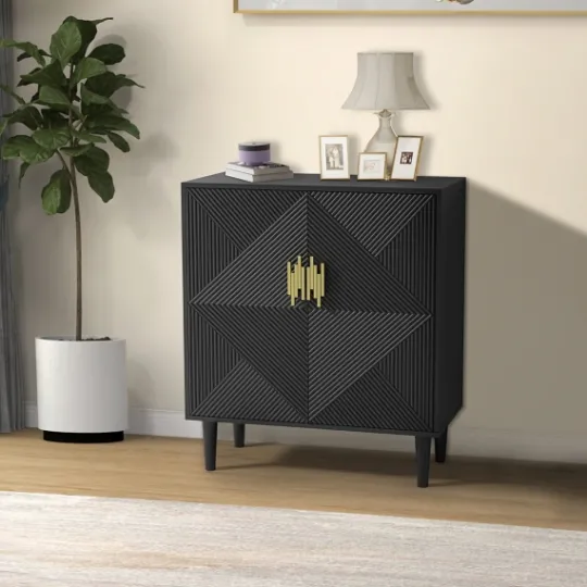Kirkland's Home Geometric Gold Handle Cabinet- Cabinets & Sideboards