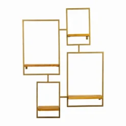 Kirkland's Home Geometric Honey Mango Wood Wall Shelves- Shelves