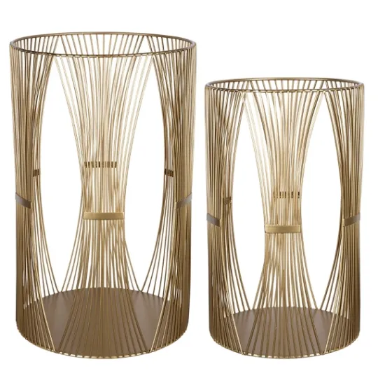 Kirkland's Home Geometric Metal Hurricanes, Set Of 2- Candle Holders