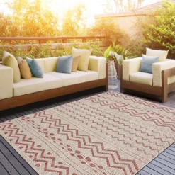 Kirkland's Home Geometric Stripe Sun Shower Outdoor Area Rug, 7X9- Outdoor Rugs