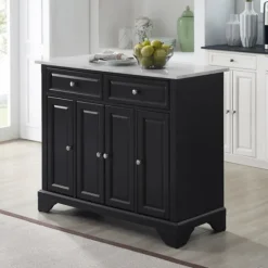 Kirkland's Home Gia Black And White Marble Kitchen Island- Kitchen Islands & Bar Carts