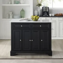 Kirkland's Home Gia Black And White Marble Kitchen Island- Kitchen Islands & Bar Carts