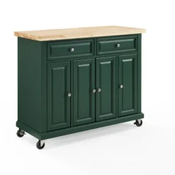 Kirkland's Home Gia Forest Green Wood Kitchen Island- Kitchen Islands & Bar Carts
