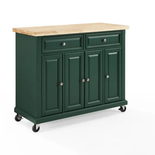 Kirkland's Home Gia Forest Green Wood Kitchen Island- Kitchen Islands & Bar Carts