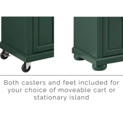 Kirkland's Home Gia Forest Green Wood Kitchen Island- Kitchen Islands & Bar Carts