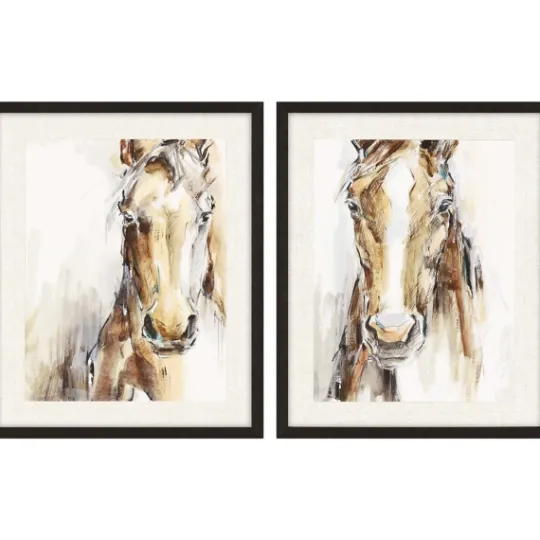 Kirkland's Home Gift Horse Giclee Espresso Framed Prints, Set Of 2- Framed Art