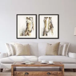 Kirkland's Home Gift Horse Giclee Espresso Framed Prints, Set Of 2- Framed Art