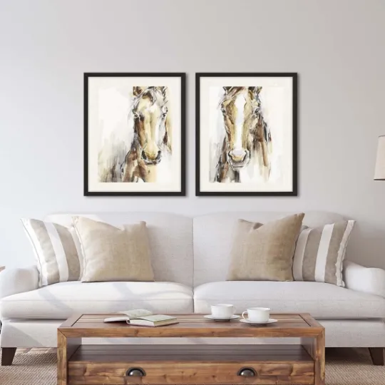 Kirkland's Home Gift Horse Giclee Espresso Framed Prints, Set Of 2- Framed Art
