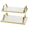 Kirkland's Home Gilded White Ceramic Trays, Set Of 2- Decorative Trays