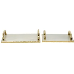 Kirkland's Home Gilded White Ceramic Trays, Set Of 2- Decorative Trays