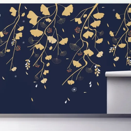 Kirkland's Home Gingko On Navy Peel And Stick Wall Mural- Wall Murals & Wall Decals