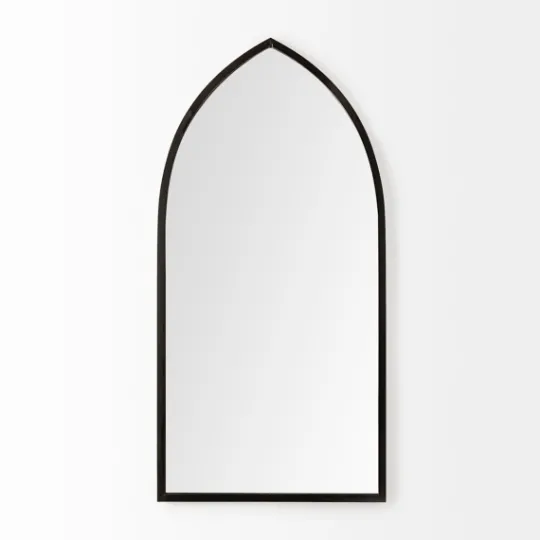 Kirkland's Home Giovanna Black Metal Pointed Arch Wall Mirror- Decorative Mirrors