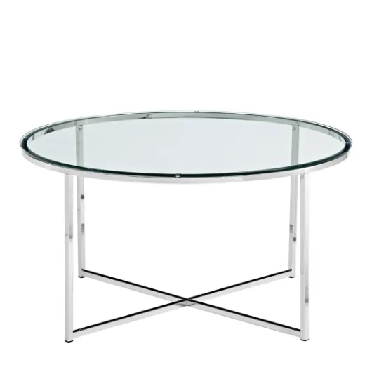 Kirkland's Home Glass & Chrome X-Base Coffee Table- Coffee Tables