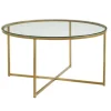 Kirkland's Home Glass & Gold X-Base Coffee Table- Coffee Tables