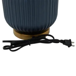 Kirkland's Home Glass Base Round Velvet Shade Table Lamp- Table Lamps