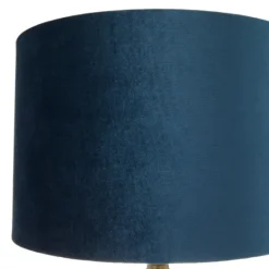 Kirkland's Home Glass Base Round Velvet Shade Table Lamp- Table Lamps
