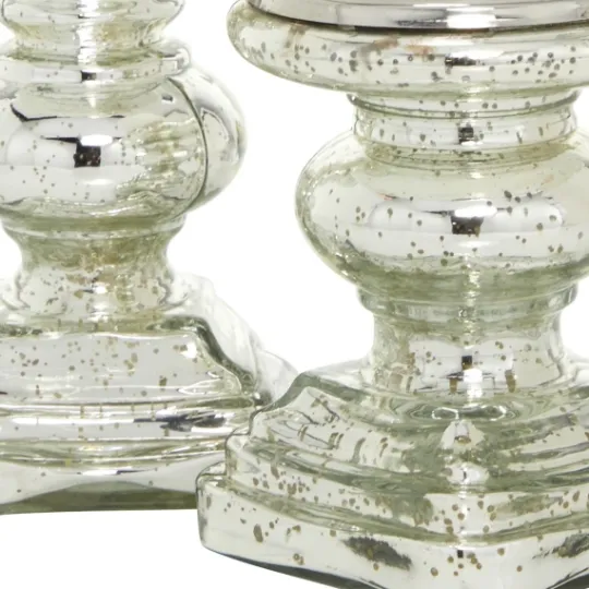 Kirkland's Home Glass Ornate 2-Pc. Pillar Candle Holder Set- Candle Holders