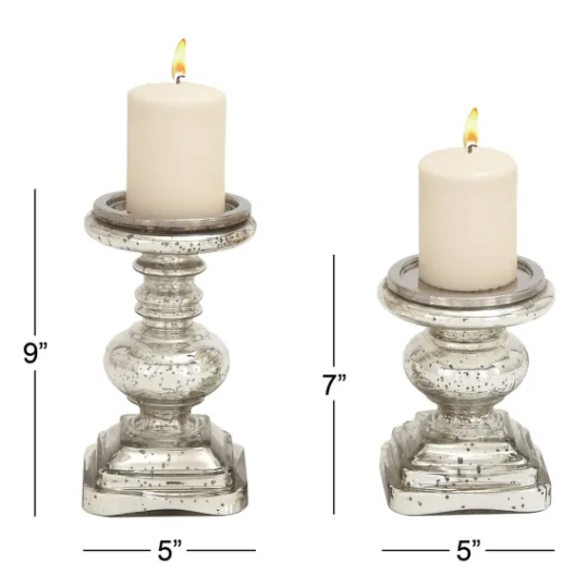 Kirkland's Home Glass Ornate 2-Pc. Pillar Candle Holder Set- Candle Holders
