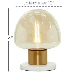 Kirkland's Home Glass Shade Gold Mushroom Table Lamp- Table Lamps