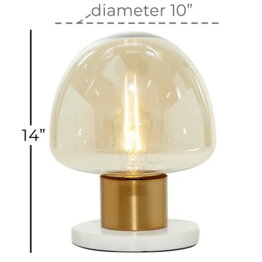 Kirkland's Home Glass Shade Gold Mushroom Table Lamp- Table Lamps