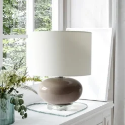 Kirkland's Home Glass Short Oval Table Lamp- Table Lamps
