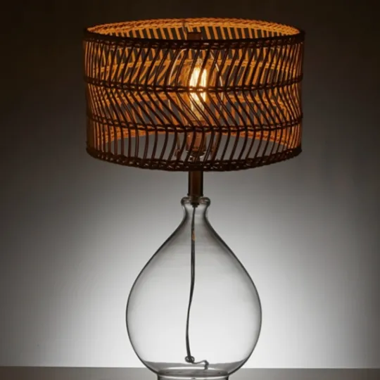 Kirkland's Home Glass Teardrop Natural Rat Table Lamp- Table Lamps