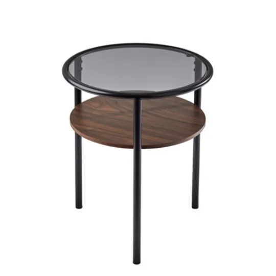 Kirkland's Home Glass Top Accent Table With Wood Shelf- Accent & End Tables