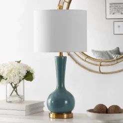 Kirkland's Home Glazed Blue Glass Teardrop Table Lamp- Table Lamps
