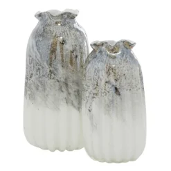 Kirkland's Home Glazed Gray Glass Vases, Set Of 2- Vases