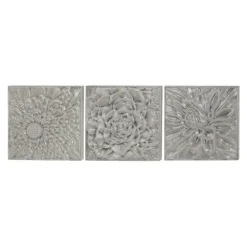 Kirkland's Home Glazed Iron Carved Floral Plaques, Set Of 3- Wall Plaques