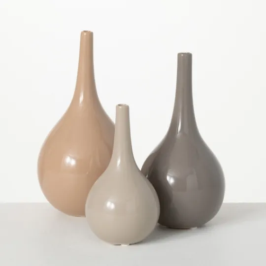 Kirkland's Home Glossy Earth Tone 3-Pc. Decorative Vase Set- Vases