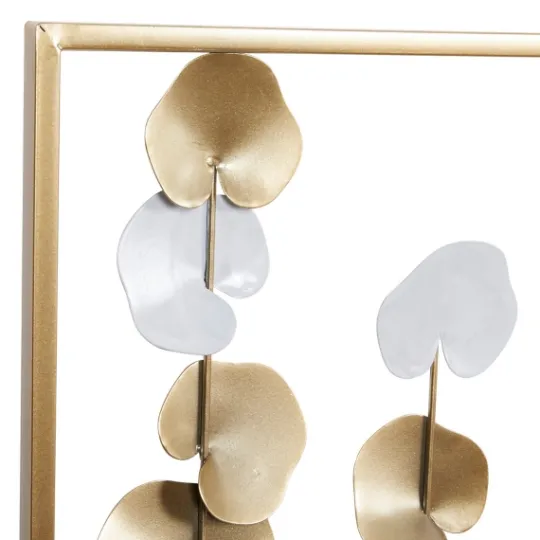Kirkland's Home Glossy Gold Leaves Framed Wall Plaque- Wall Plaques