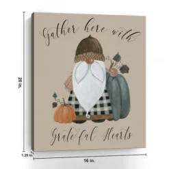 Kirkland's Home Gnome Pumpkin Grateful Hearts Giclee Canvas Print- Wall Quotes & Signs