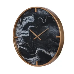 Kirkland's Home Gold And Black Marble Face Wall Clock- Clocks