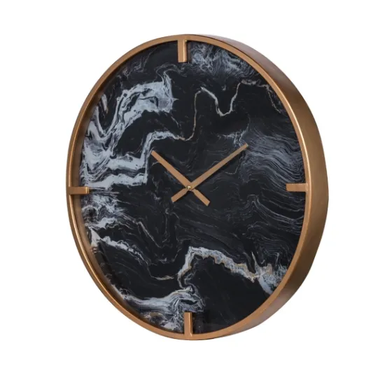 Kirkland's Home Gold And Black Marble Face Wall Clock- Clocks