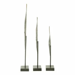 Kirkland's Home Gold And Black Metal Leaf Statues, Set Of 3- Statues & Figurines