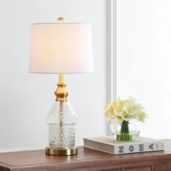Kirkland's Home Gold And Clear Bubble Glass Table Lamp- Table Lamps