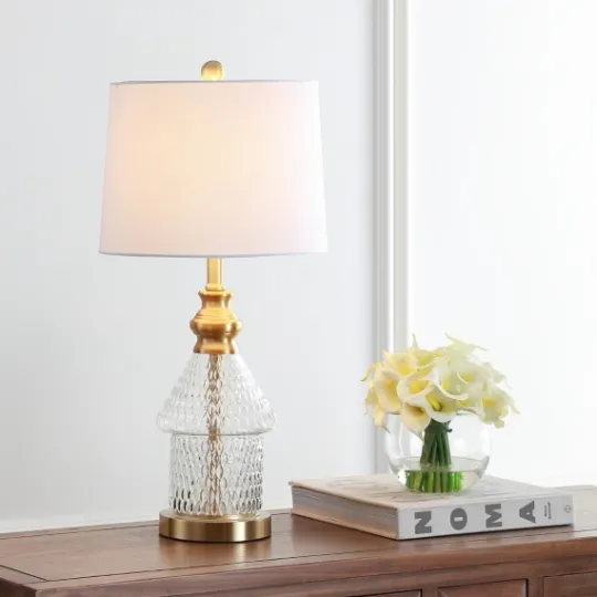 Kirkland's Home Gold And Clear Bubble Glass Table Lamp- Table Lamps