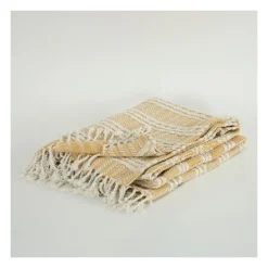 Kirkland's Home Gold And Ivory Striped Cotton Throw- Blankets & Throws