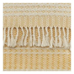 Kirkland's Home Gold And Ivory Striped Cotton Throw- Blankets & Throws