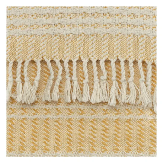 Kirkland's Home Gold And Ivory Striped Cotton Throw- Blankets & Throws