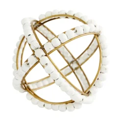 Kirkland's Home Gold And Ivory Wooden Bead 2-Pc. Orb Set- Bowl Filler