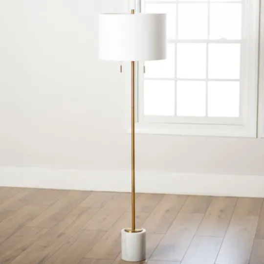 Kirkland's Home Gold And Marble Base Floor Lamp- Floor Lamps