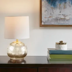 Kirkland's Home Gold And Silver Mercury Glass Table Lamp- Table Lamps