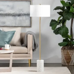 Kirkland's Home Gold And Terrazzo Floor Lamp- Floor Lamps
